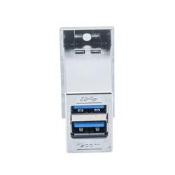 USB 3.0双层堆栈式适配耦合器，ECF法兰面板安装型，2个A型母头至2个A型母头，ABS外壳，银色的图片
