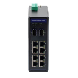 10端口工业以太网DIN导轨交换机，8个千兆RJ45 10/100 / 1000TX PoE 802.3at 30W /端口120W总预设功率，2个SFP 1000FX的图片