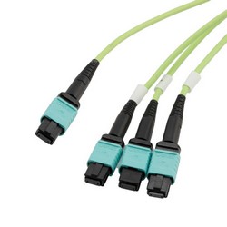 MPO24无引脚到3xMPO8带引脚，OM5 50 / 125um多模，LSZH护套，柠檬绿，1米的图片
