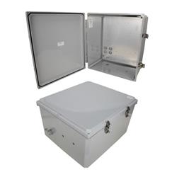 18x16x10 Polycarbonate Weatherproof NEMA 4X Enclosure, Modified Base Drilled Mount Dark Gray的图片