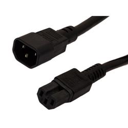 High Temperature Power Cord - C14 to C15 - 15 Amp - 2 FT - Black的图片