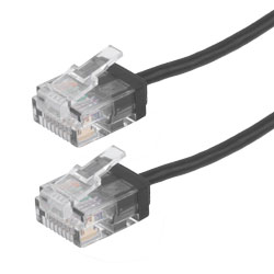 6类千兆级超细型以太网线缆组件，UTP，RJ45公头（插头），32AWG多股，2.6mm外径，CM阻燃级PVC，黑，3.0英尺（0.91米）的图片