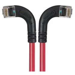6类直角型RJ45以太网跳线，直角左出线/直角右出线，红，10英尺（3米）的图片