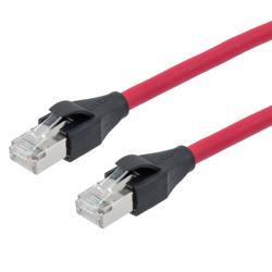 7类 10G级以太网线缆组件，S/FTP屏蔽双绞线对，RJ45公头/公头，26AWG多股导线，LSZH护套，红色，1米的图片