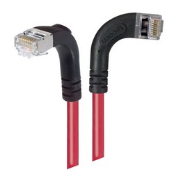 超5类屏蔽低烟无卤直角型跳线，直角右出线/直角下出线，红，1英尺（0.3米）的图片