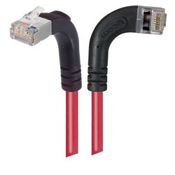 超5类屏蔽低烟无卤直角型跳线，直角右出线/直角上出线，红，30英尺（9.1米）的图片