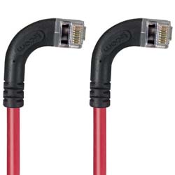 超5类屏蔽低烟无卤直角型跳线，直角右出线/直角右出线，红，1英尺（0.3米）的图片