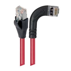 超5类屏蔽低烟无卤直角型跳线，直通/直角右出线，红，7英尺（2.1米）的图片